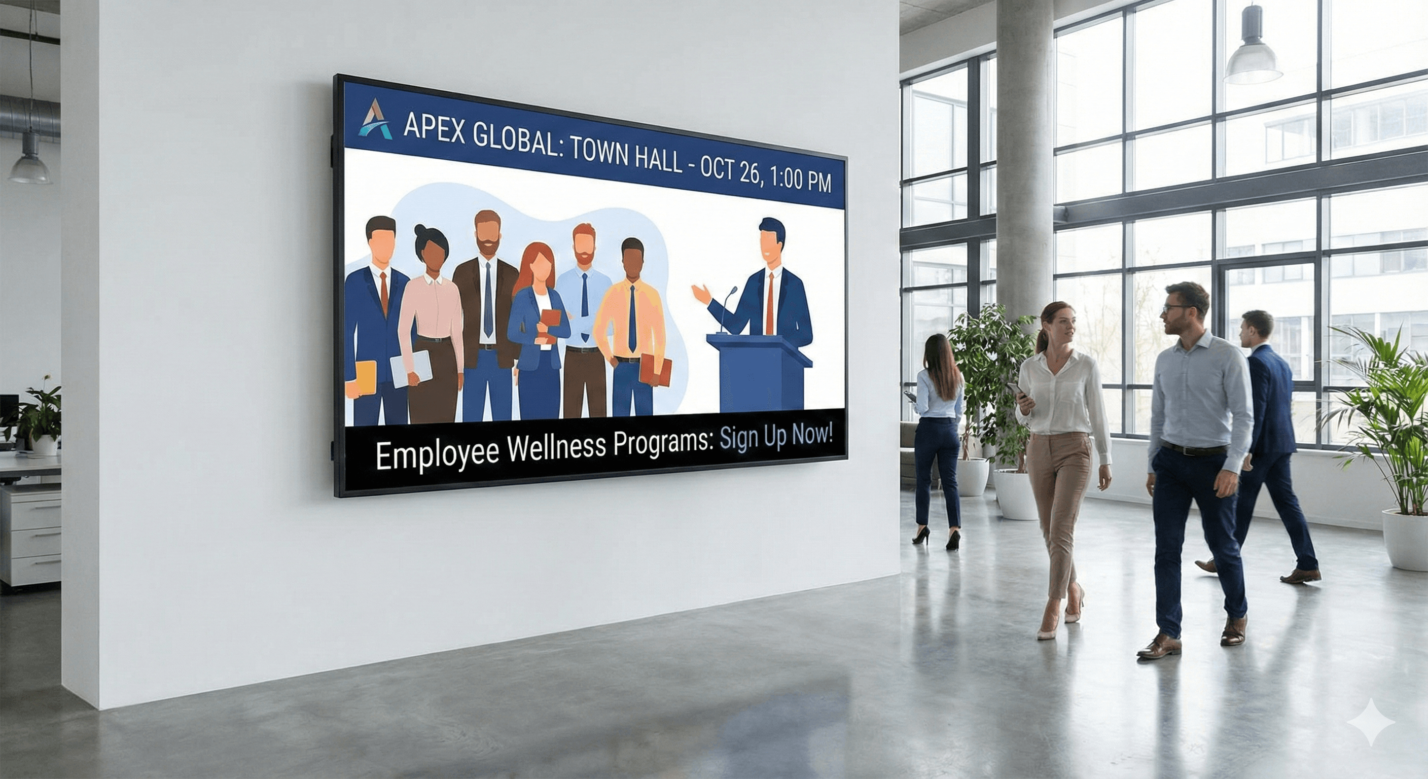 Keep your team informed and engaged with dynamic digital displays.