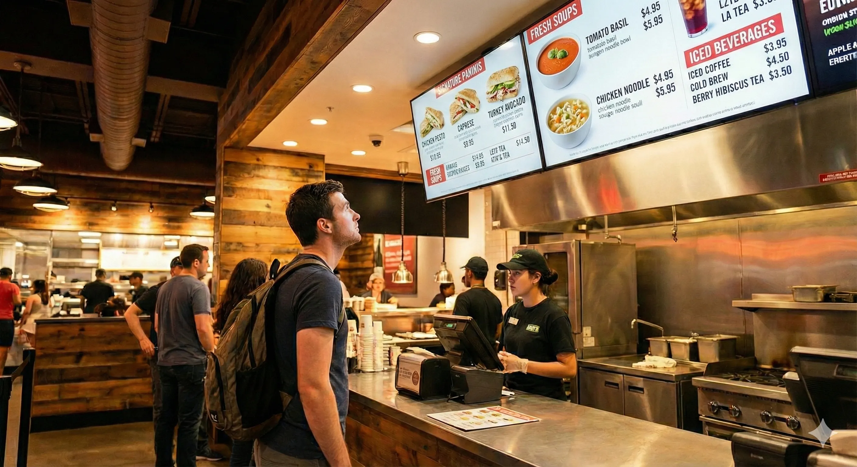 Enhance customer experience with vibrant menu boards and promotions.