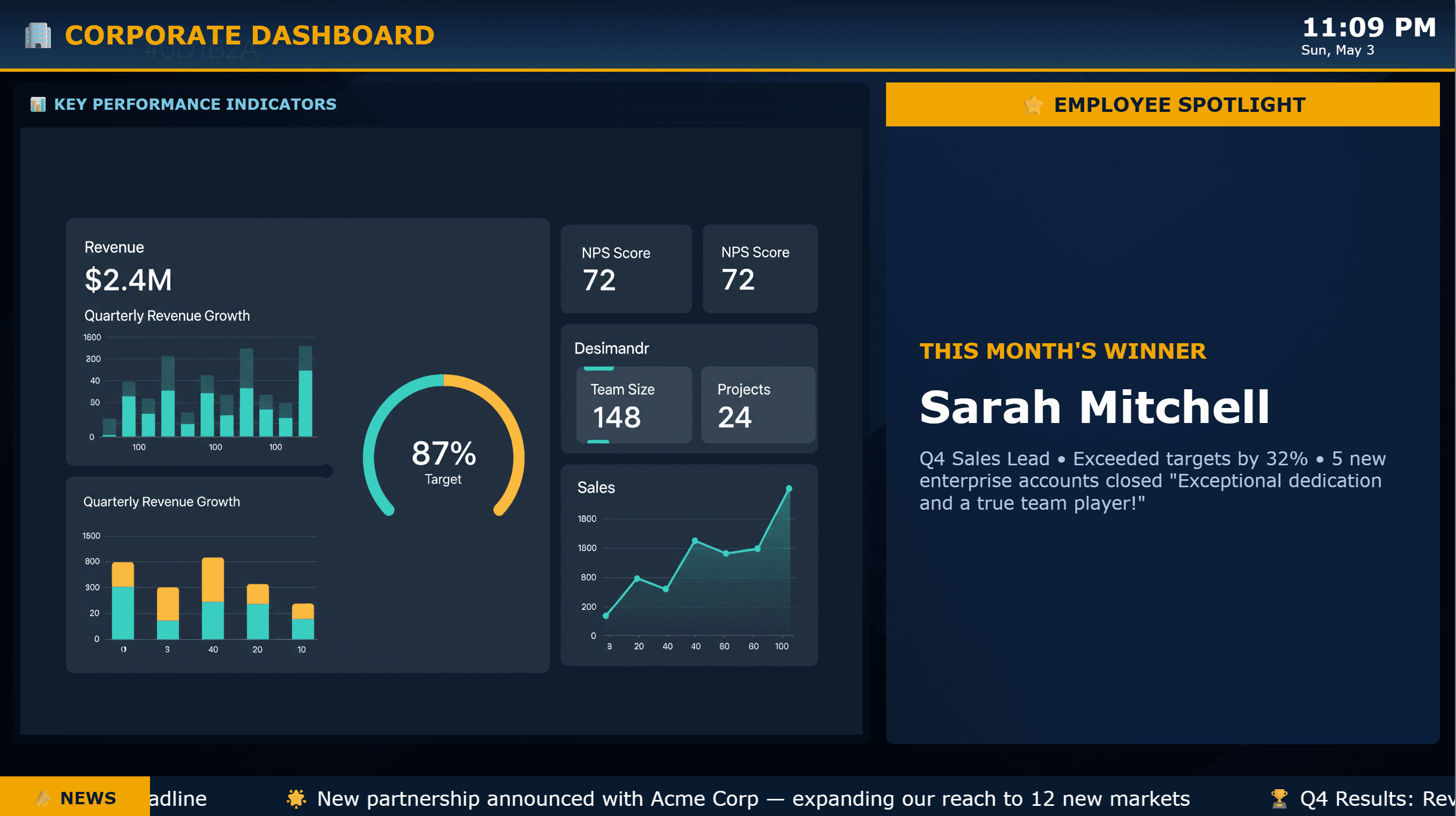 Corporate digital signage example