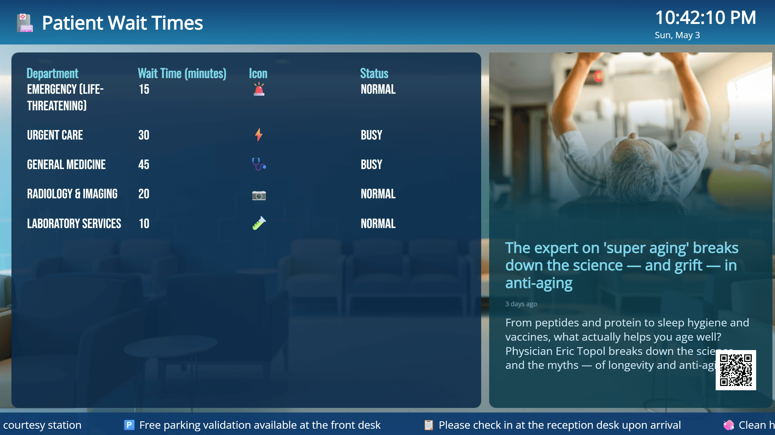 Healthcare digital signage example