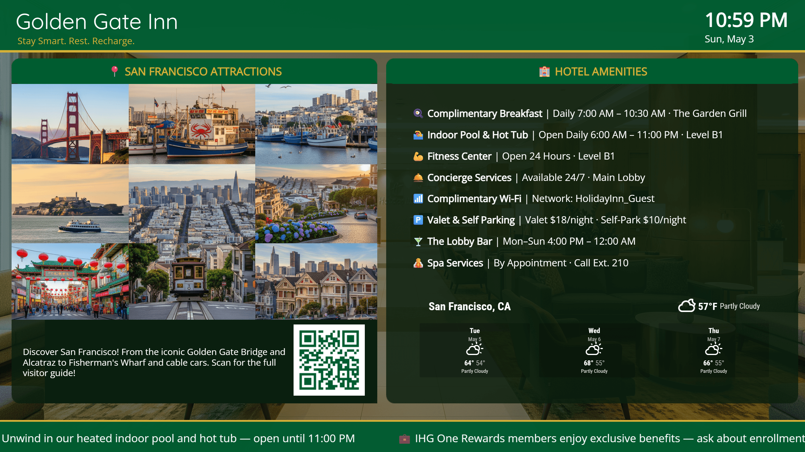 Hospitality digital signage example