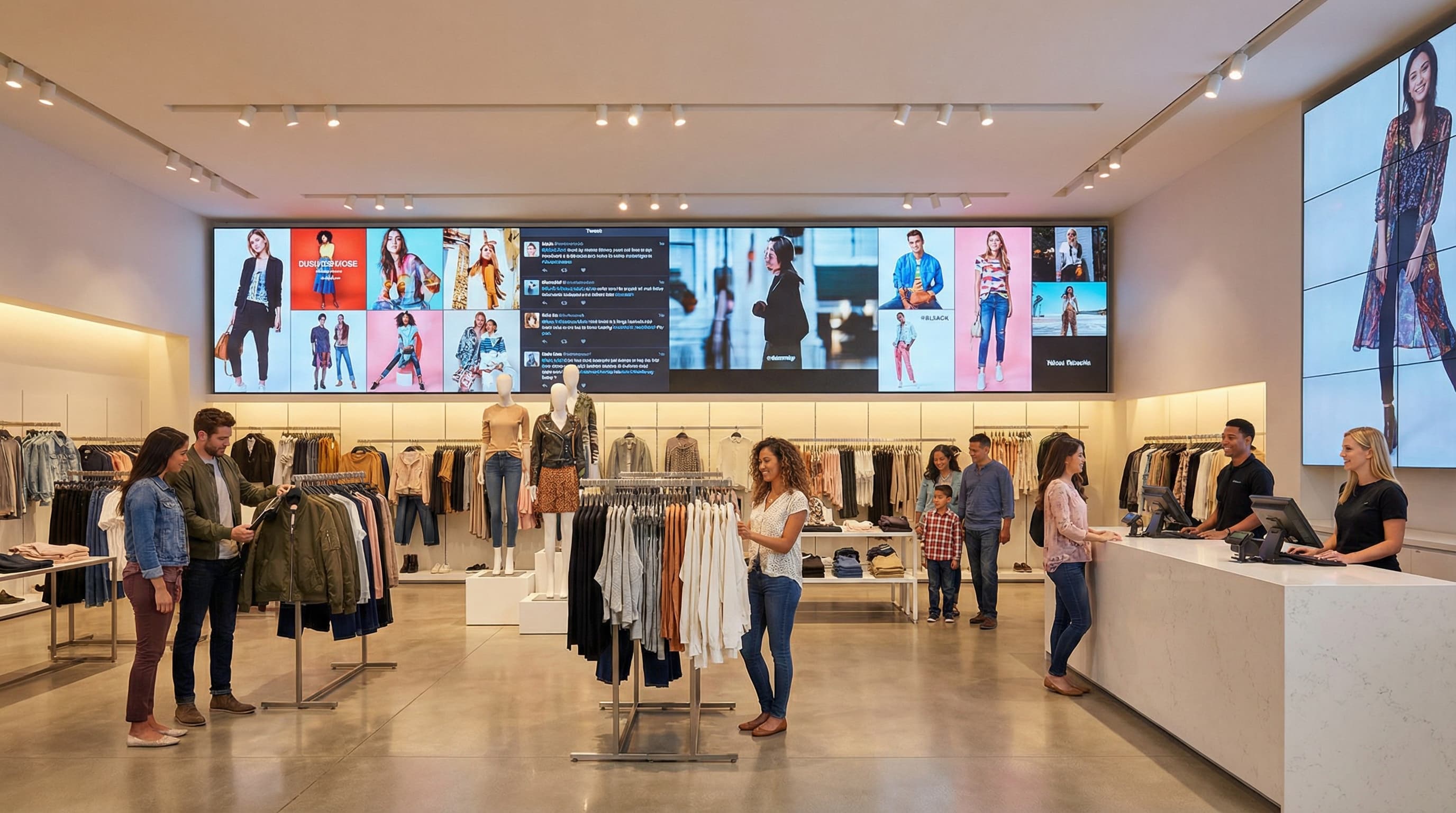 Modern retail store with digital signage displays
